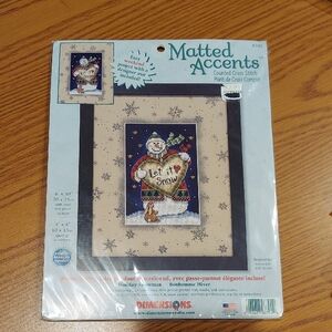 Snowman Cross Stitch Kit - Blue and White